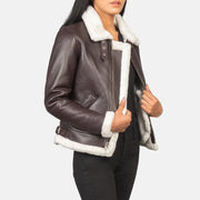 
Sherilyn B-3 Preto Jaqueta Bomber de Couro para Mulher – alternate product view 6