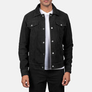 
Stallon Black Suede Jacket in Black Goatskin Suede - Vista frontal e silhueta ajustada | Comprar online