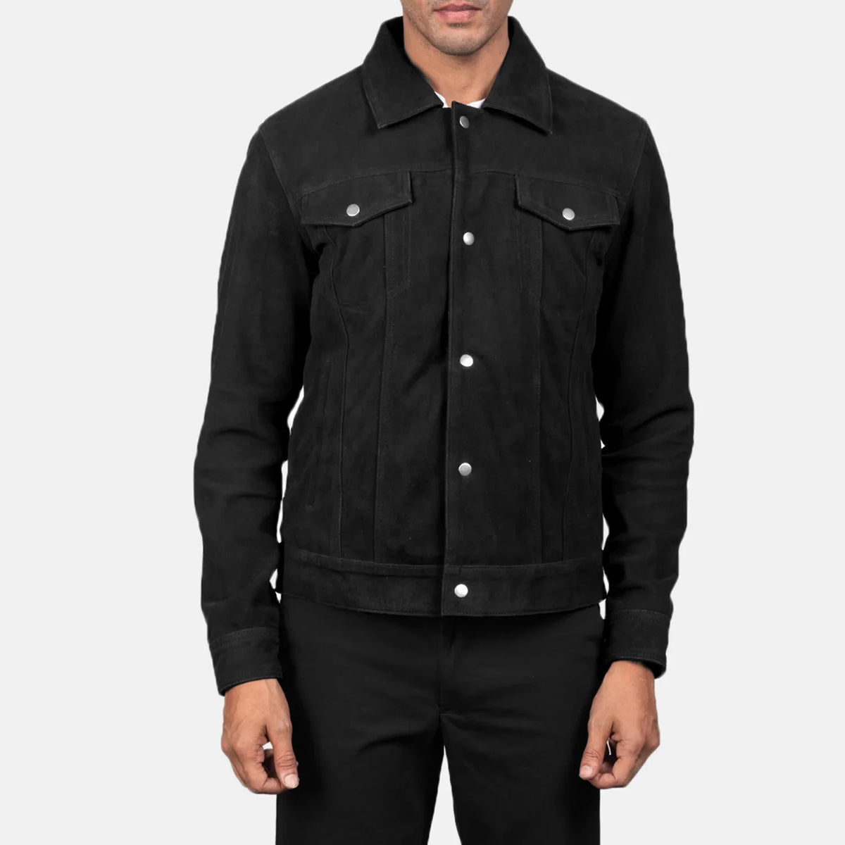 
Vista detalhada of Shirt & Snap Button Hardware on Stallon Black Suede Jacket