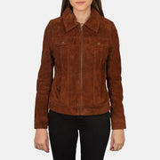
Brown Goatskin suede Jacket - Vista traseira com ombros definidos e bainha impecável