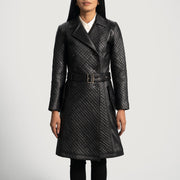 
Sweet Susan Preto Trench Casaco em Couro em Couro em Couro para Mulher in Black Sheepskin Leather - Vista frontal e silhueta ajustada | Comprar online