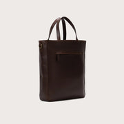 
The Poet Vintage Brown Leather Tote Bag For Men & Women - Perfil lateral estruturado com fole espaçoso