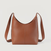 
Vista detalhada of Classic Collar & Heavy-Duty Zipper Hardware on The Stefani Brown Leather Hobo Bag For Women