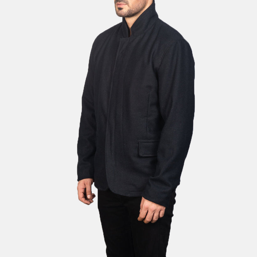 Thomas Preto Wool Jaqueta de Couro para Homem