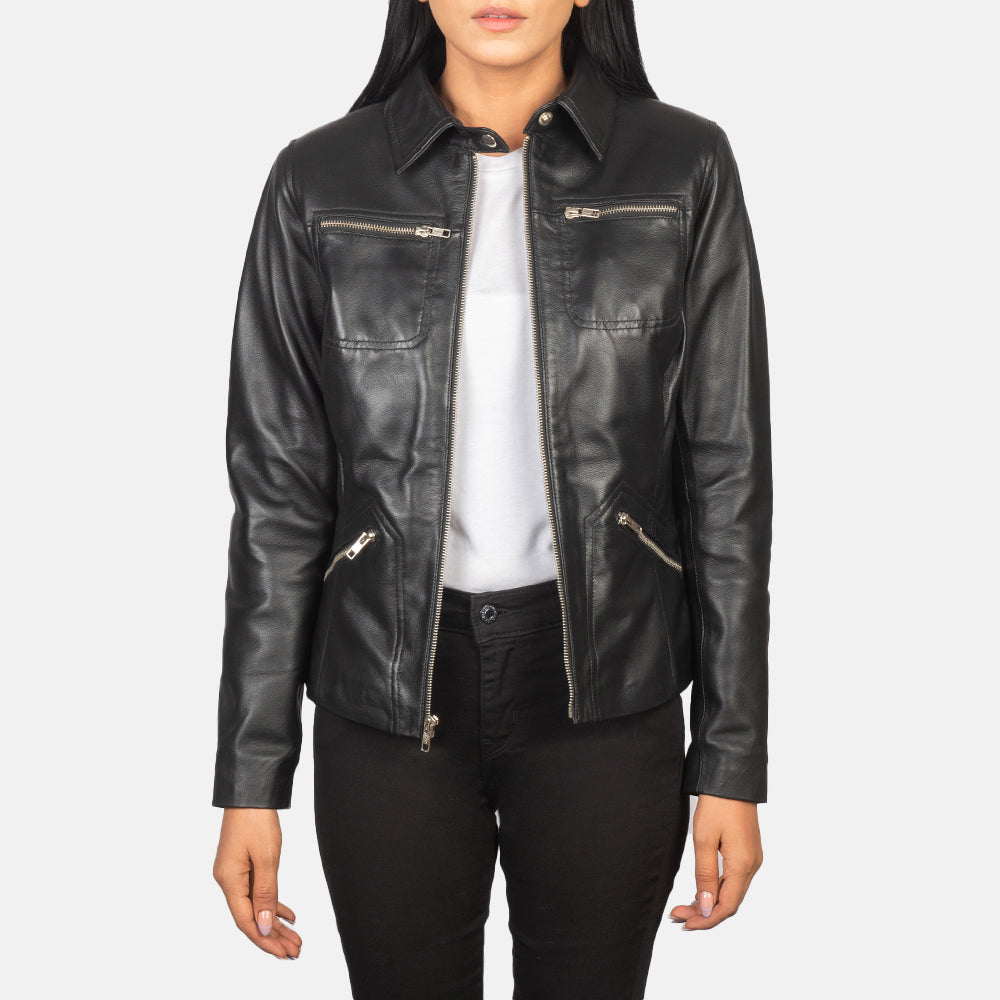 Tomachi Vermelho Blusão de Couro para Mulher – alternate product view 1