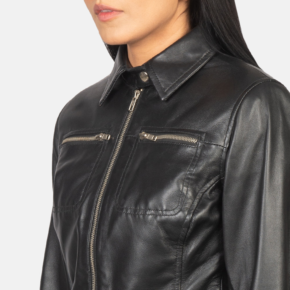 Tomachi Vermelho Blusão de Couro para Mulher – alternate product view 6