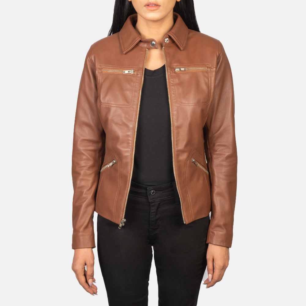 Tomachi Vermelho Blusão de Couro para Mulher – alternate product view 1
