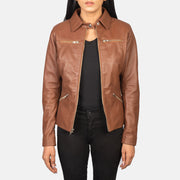 Tomachi Vermelho Blusão de Couro para Mulher – alternate product view 1