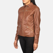 Tomachi Vermelho Blusão de Couro para Mulher – alternate product view 2