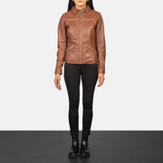 Tomachi Vermelho Blusão de Couro para Mulher – alternate product view 3
