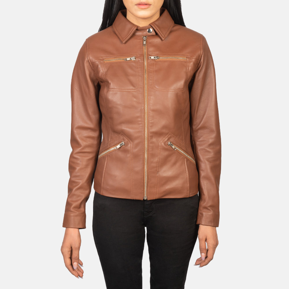 Tomachi Vermelho Blusão de Couro para Mulher – alternate product view 4