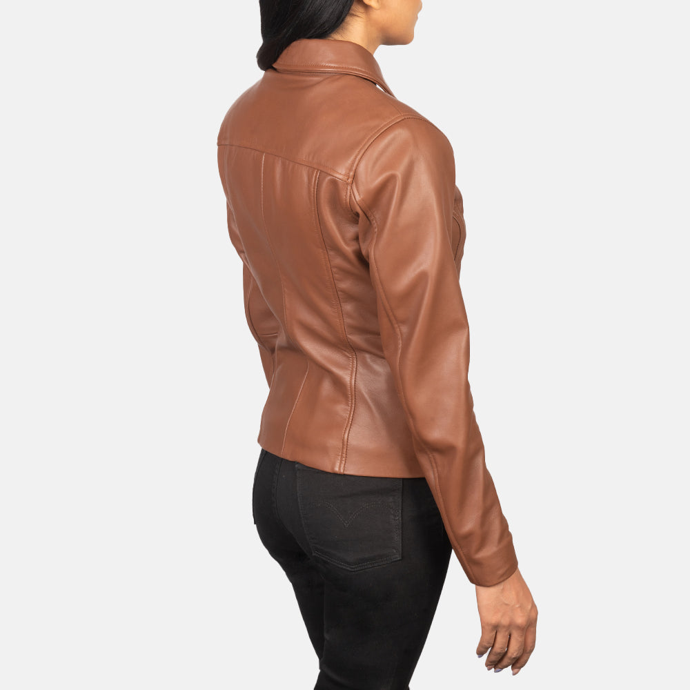 Tomachi Vermelho Blusão de Couro para Mulher – alternate product view 5