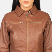 Tomachi Vermelho Blusão de Couro para Mulher – alternate product view 6