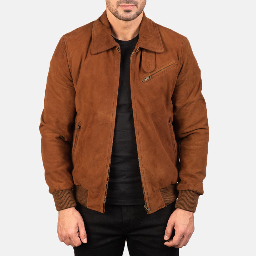 Tomchi Caramelo Suede Jaqueta de Couro para Homem