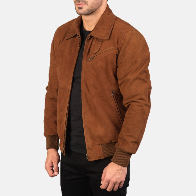 Tomchi Caramelo Suede Jaqueta de Couro para Homem