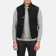 Men's Tony Preto Suede Vest para Homem in Black Goatskin Suede - Front Profile View &amp; Tailored Silhouette | Buy Online