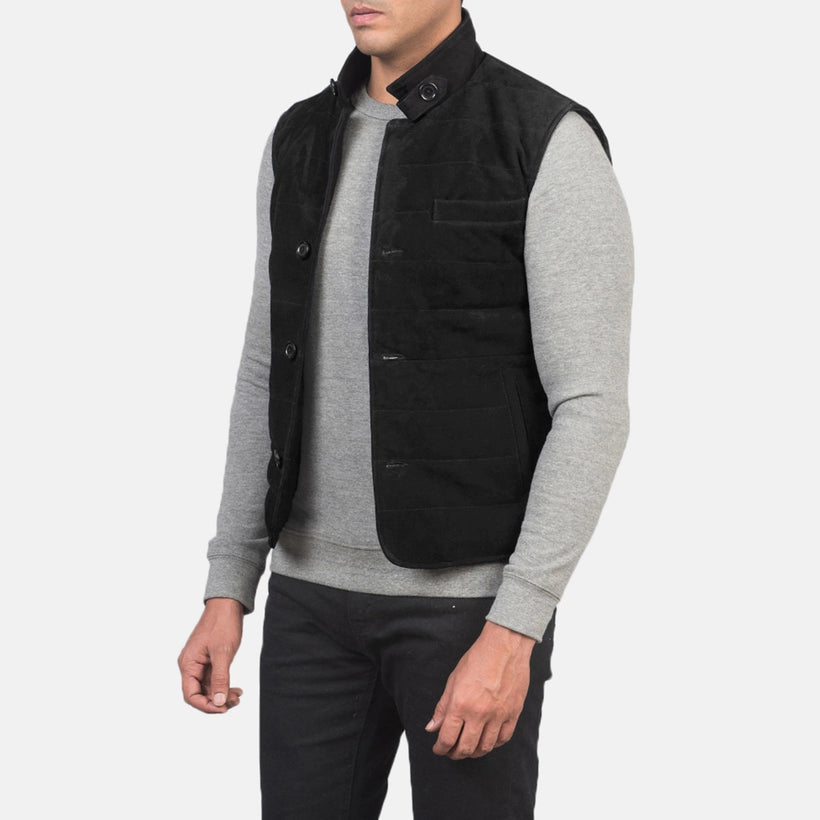Tony Preto Suede Vest para Homem