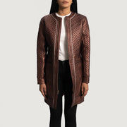 
Trudy Lane Acolchoado Bordô Casaco em Couro para Mulher in Maroon Sheepskin Leather - Vista frontal e silhueta ajustada | Comprar online