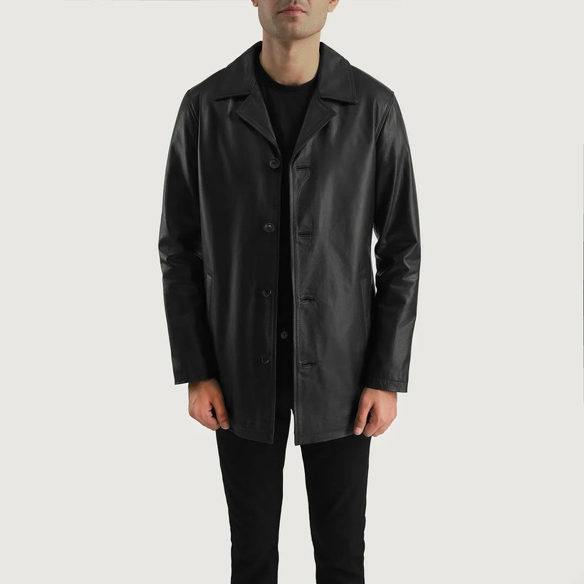 Urban Slate Preto Casaco de Couro para Homem