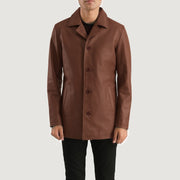 
Urban Slate Castanho Casaco em Couro para Homem in Brown Cowhide Leather - Vista frontal e silhueta ajustada | Comprar online