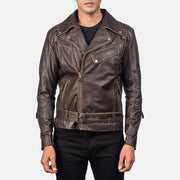 Vincent Preto Blusão Biker de Couro para Homem – alternate product view 3