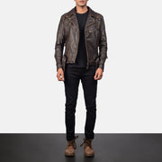 Vincent Preto Blusão Biker de Couro para Homem – alternate product view 4