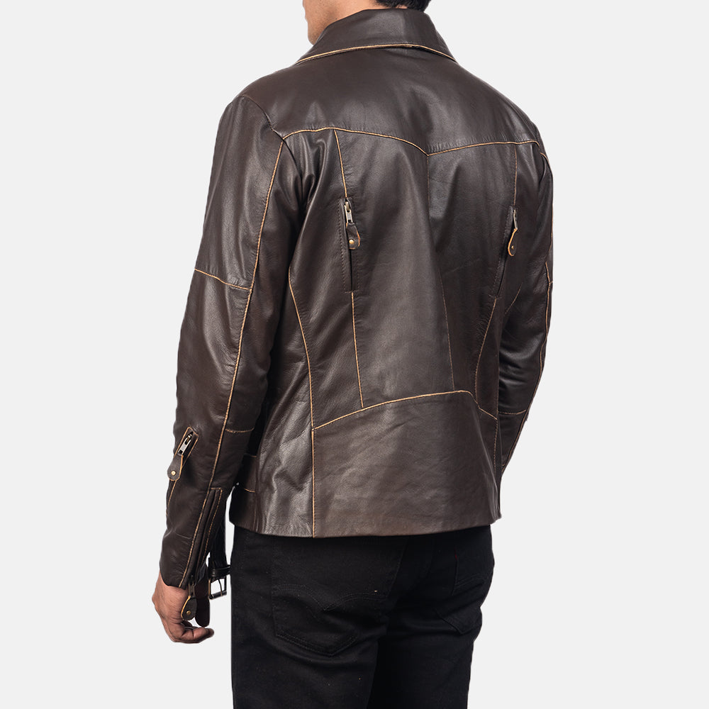 Vincent Preto Blusão Biker de Couro para Homem – alternate product view 5