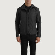 
Wesley Preto Hooded Windbreaker Jaqueta de Couro para Homem em couro bovino preto legítimo - Vista frontal e silhueta ajustada | Comprar online