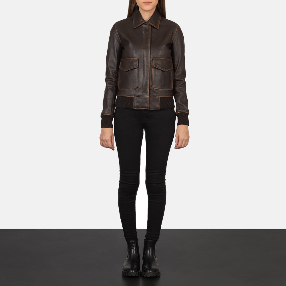 
Westa A-2 Jaqueta Bomber de Couro para Mulher – alternate product view 3