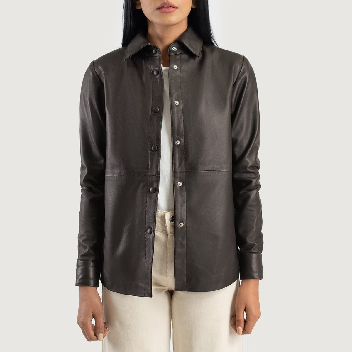 Zenith Shirt Blusão de Couro para Mulher – alternate product view 1